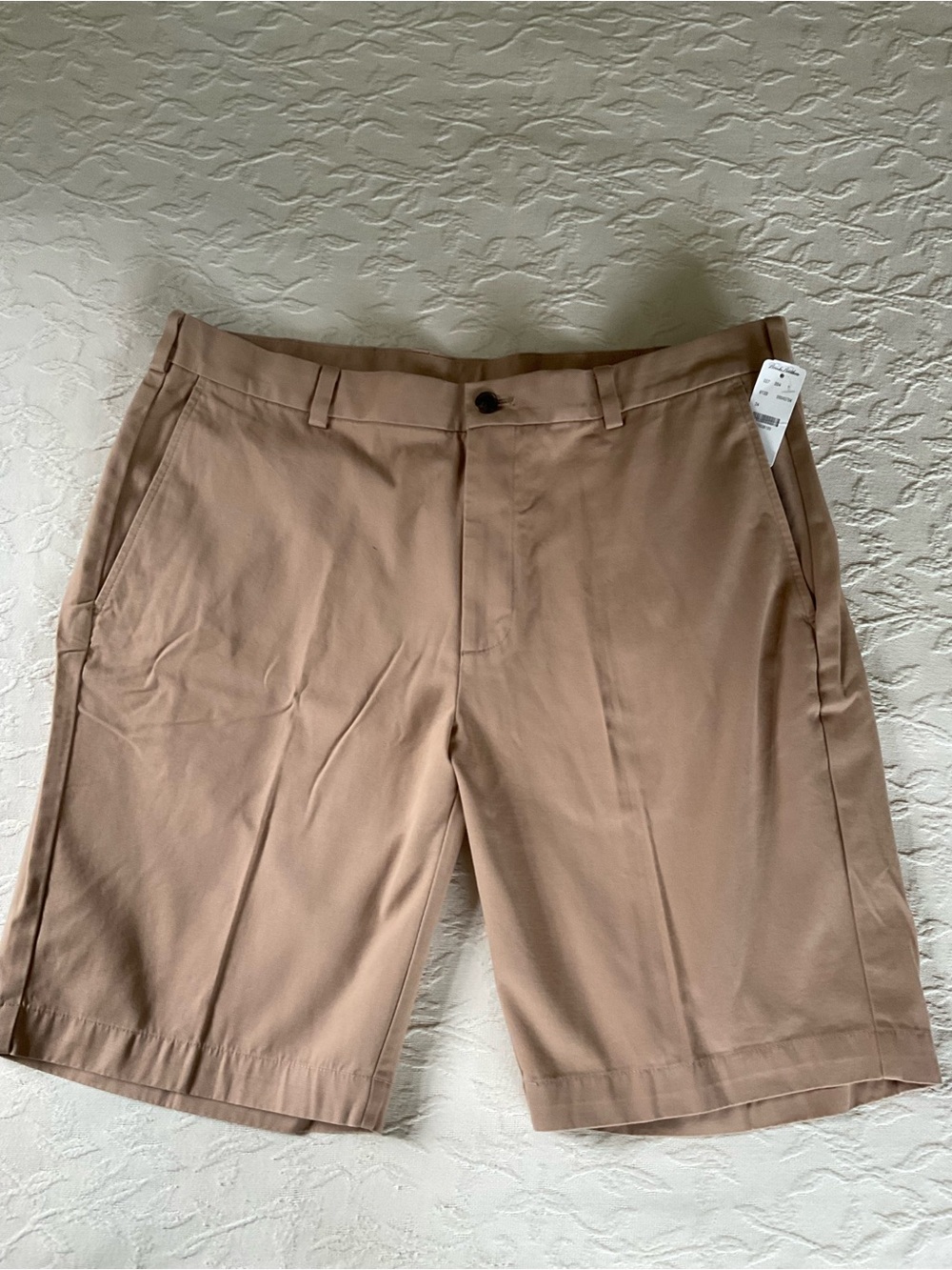 BROOKS BROTHERS 346 Tan Beige Chino Shorts Flat Front Men Size 38 11” Inseam NWT